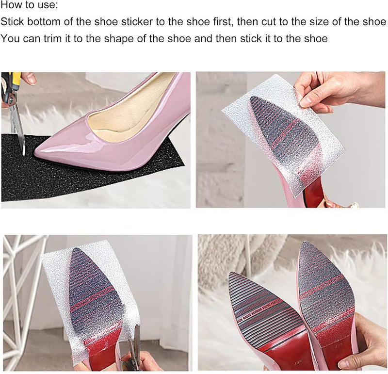 woobles Sole Stickers, Black Non Slip Free Cutting Sole Protector Sticker, Thicken Shoe Sole Cover Protector for High Heels Stilettos Boots - Image 4